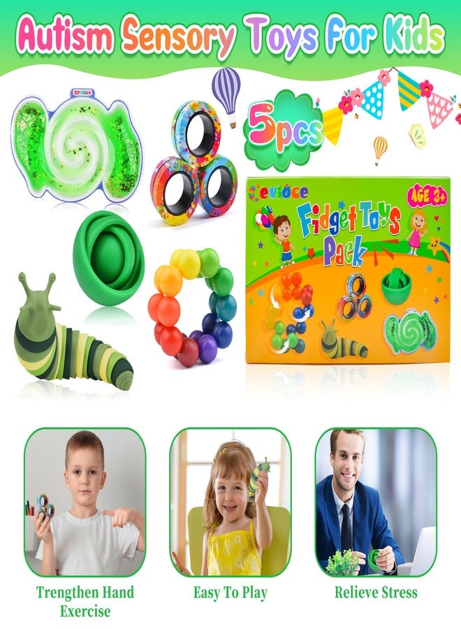 Cevioce 5Pcs Fidget Toys Adults Pack,Easter Basket Stuffers for Teens Boys,Autism Sensory Toys with Fidget Spinner Slug Magnetic Rings,Squishy Fidget Toys ADHD Stress Relief,Party Favor for Kid-G - Image 4